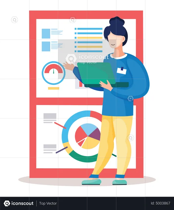 Researcher looking report  Illustration