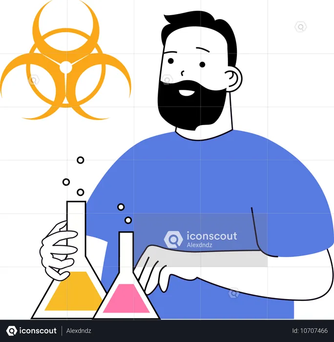 Researcher performs lab experiment on chemicals  Illustration