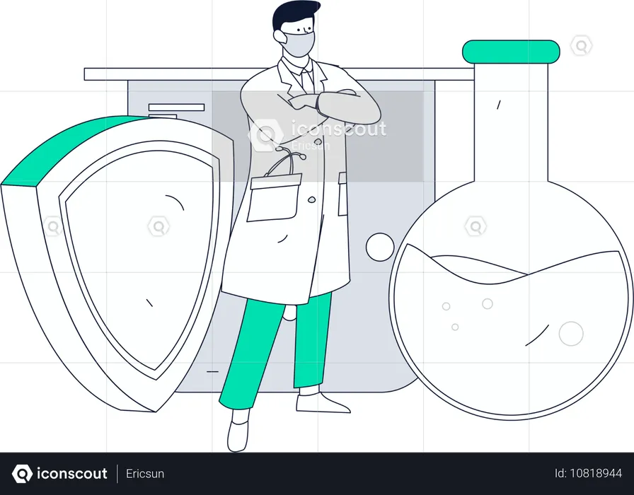 Researcher Works On Lab Experiment  Illustration