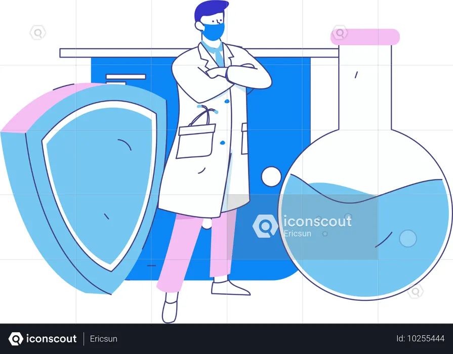 Researcher works on lab experiment  Illustration