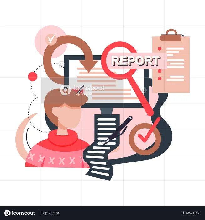 Researching business report  Illustration