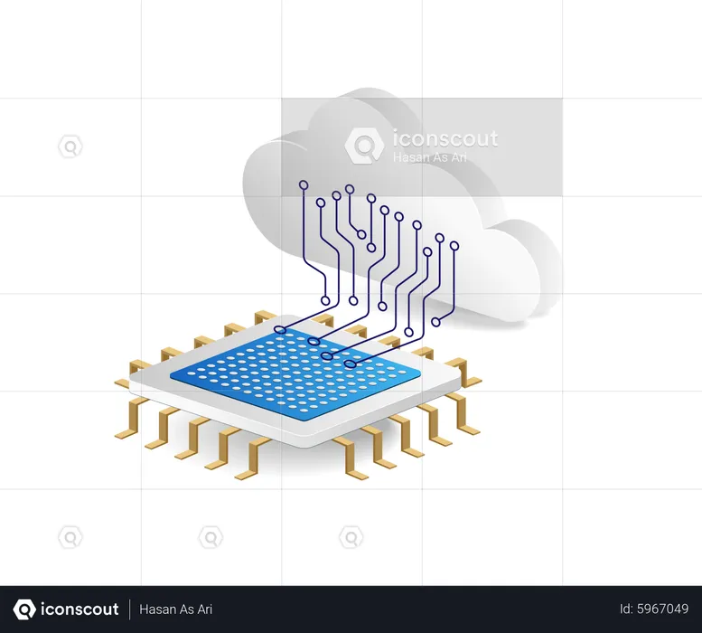 Réseau de puces de serveur cloud  Illustration