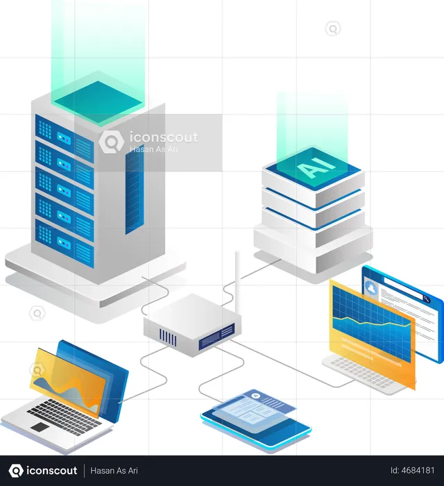 Réseau de serveurs d'intelligence artificielle  Illustration