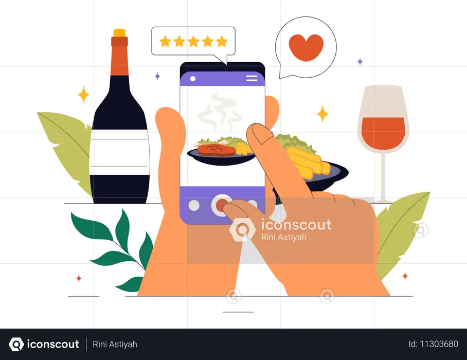 Revisión de comida en línea  Ilustración