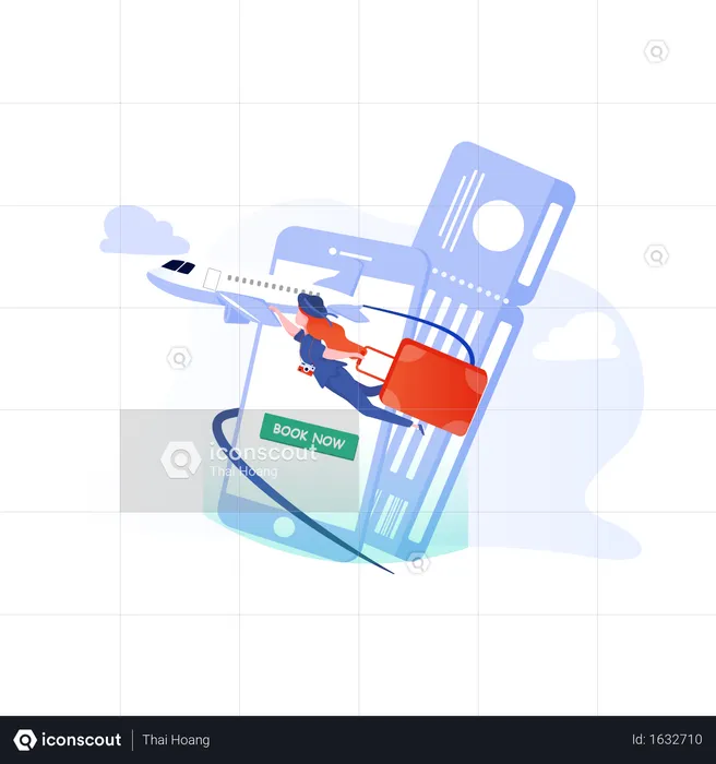 Reserva de passagens aéreas on-line  Ilustração