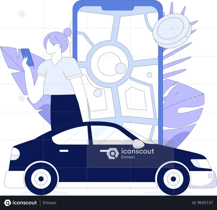 Reserva de táxi on-line  Ilustração