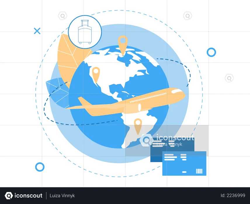 Reserva de viajes internacionales  Ilustración