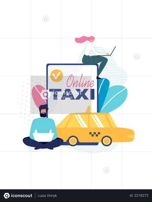 Réservation de taxi en ligne  Illustration