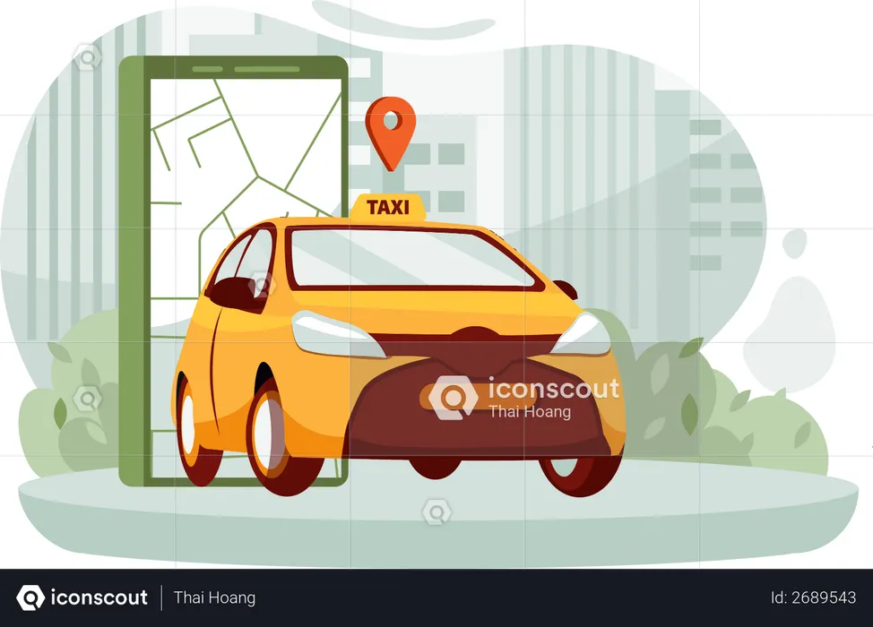 Réservation de taxi en ligne  Illustration