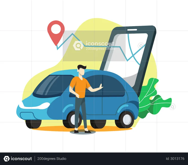 Réservation de taxi en ligne  Illustration