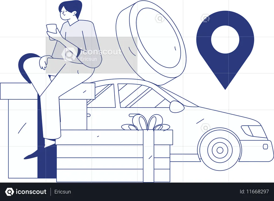 Réservation de taxi en ligne  Illustration