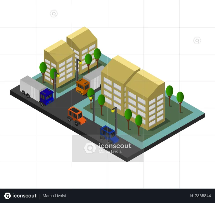 Residential Building  Illustration