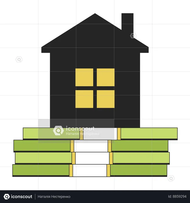 Residential building on cash  Illustration