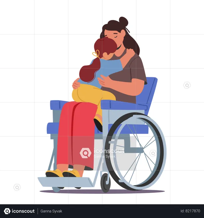 Resilient Disabled Mother In Wheelchair  Illustration
