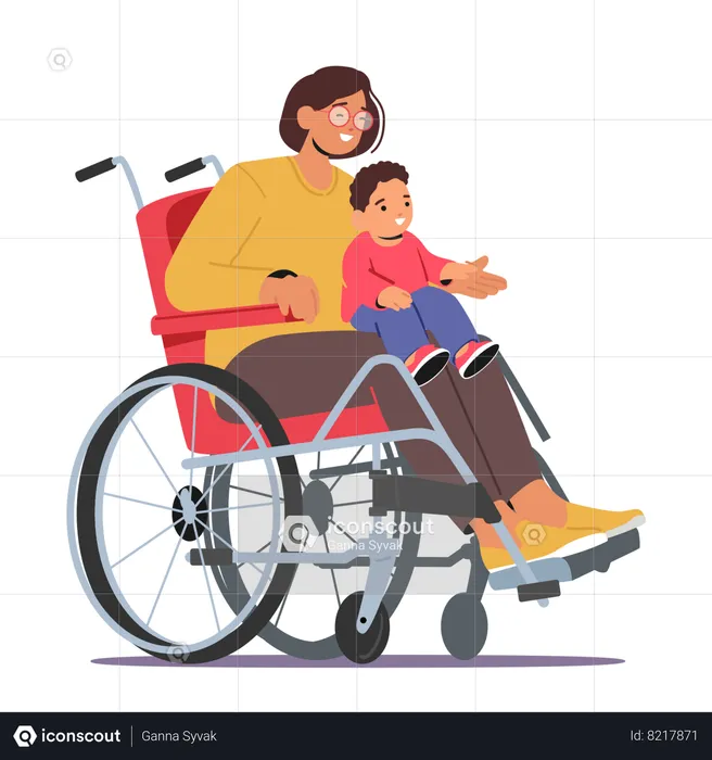 Resilient Disabled Mother In Wheelchair Shares Tender Moments With Her Little Child  Illustration