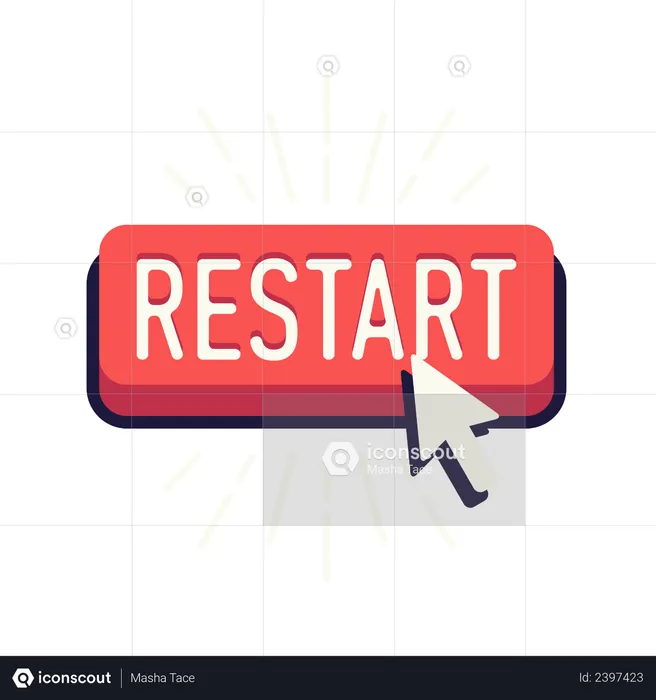 Restart button with cursor  Illustration