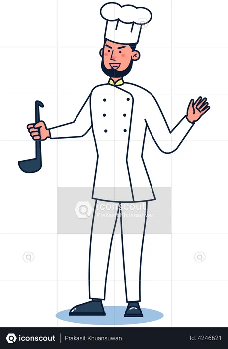 Restaurant Chef holding spoon  Illustration