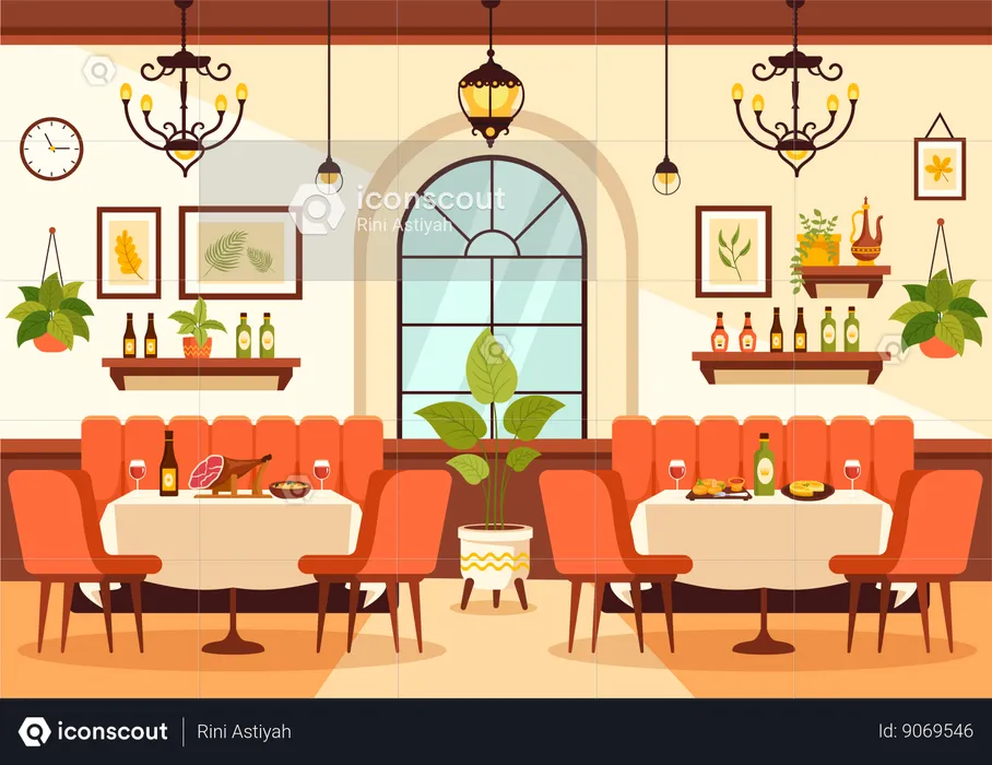 Restaurant de cuisine espagnole  Illustration