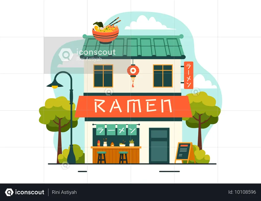 Restaurant de ramen japonais  Illustration