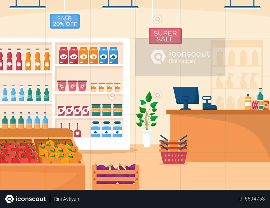Retail grocery store  Illustration