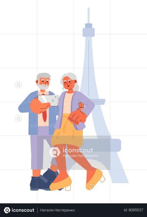 Retired couple travel  Illustration
