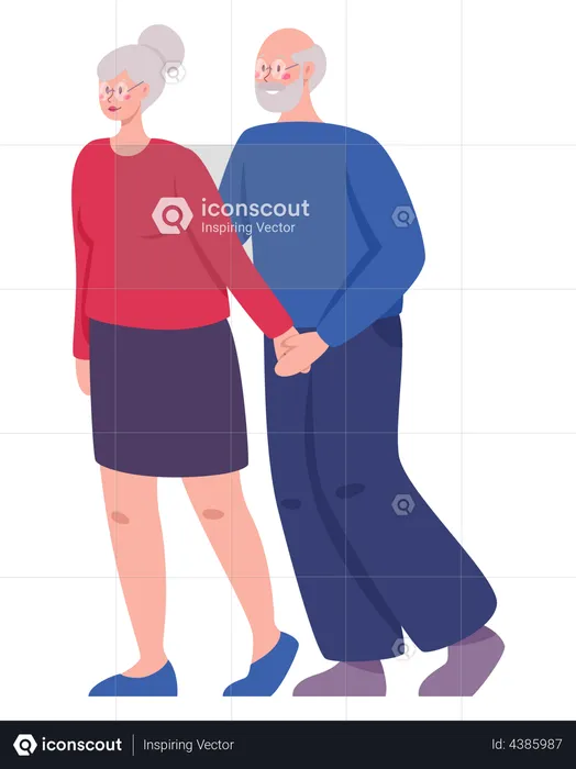 Retired old couple spend time together  Illustration