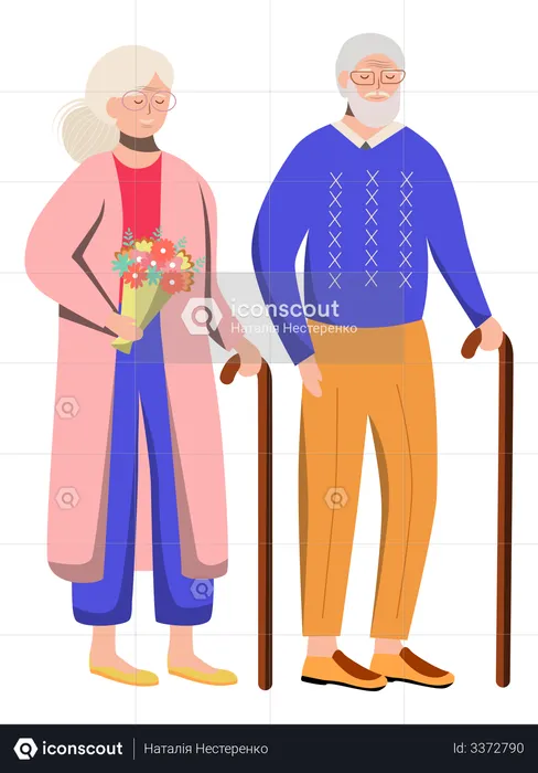 Retired people doing greeting  Illustration