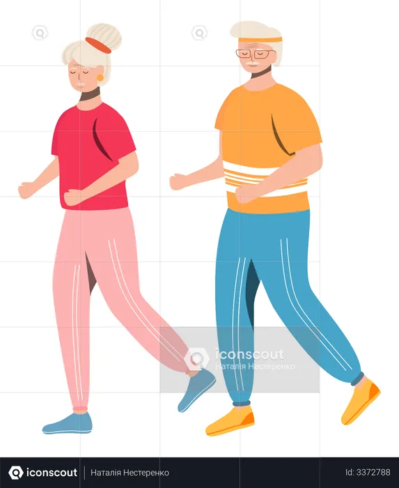 Retired people doing walking  Illustration