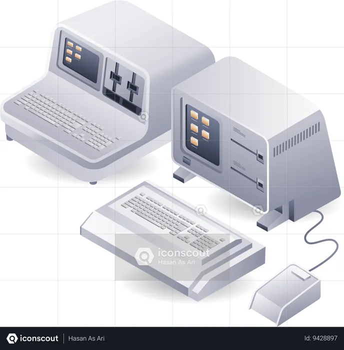 Retro classic computer  Illustration