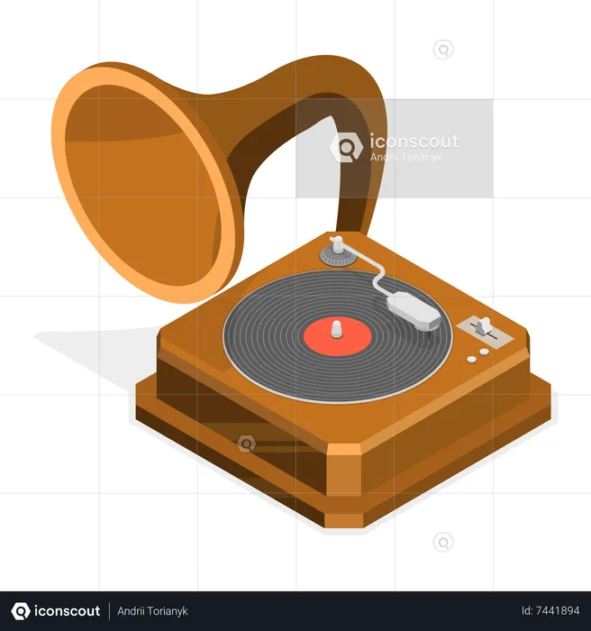 Retro Music Turntable  Illustration