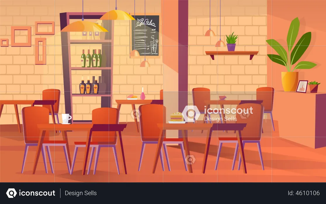 Retro Restaurant Inside  Illustration