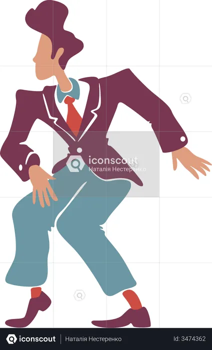 Retro style guy in vintage suit dancing  Illustration