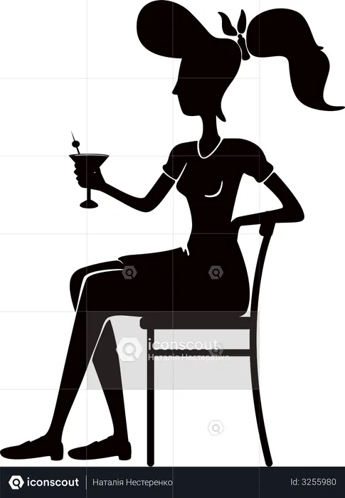 Retro style woman with cocktail  Illustration