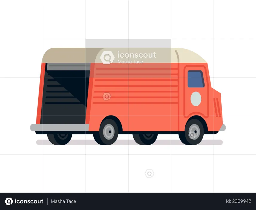 Retro styled delivery truck back  Illustration