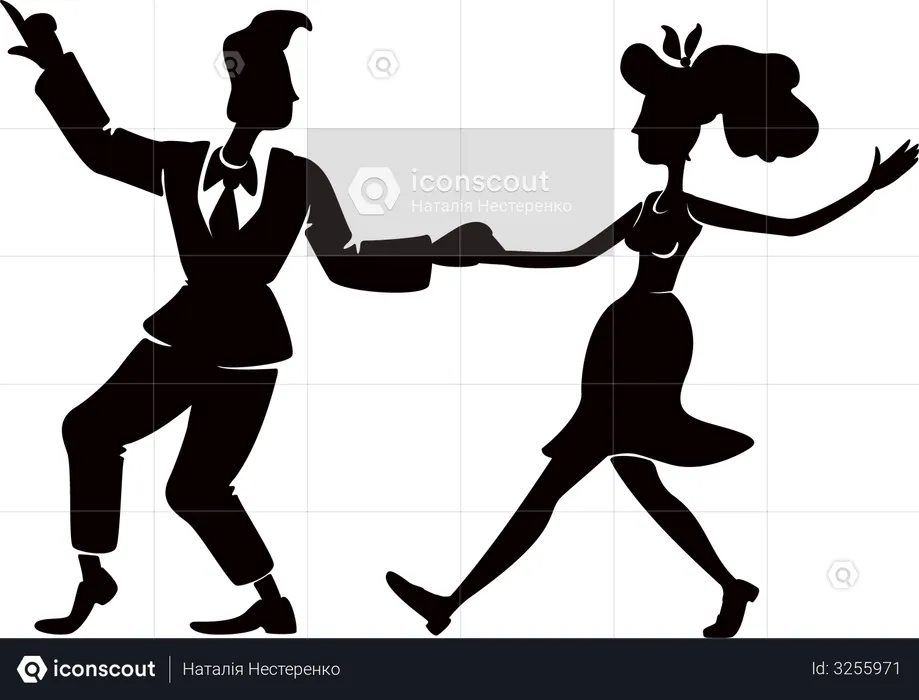 Retro woman and man dancing  Illustration