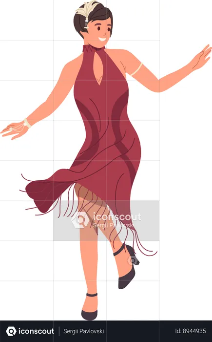 Retro woman is dancing  Illustration
