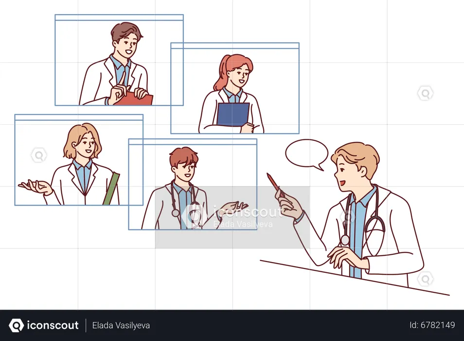 Reunião médica on-line  Ilustração