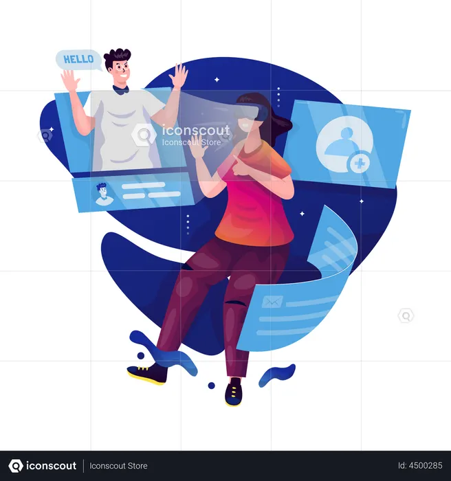 Encontrar amigos en el metaverso  Ilustración