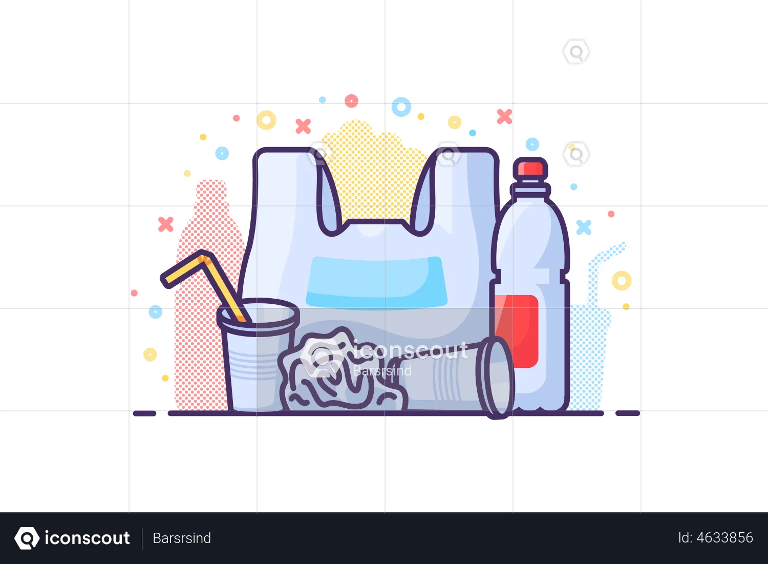 Best Reuse single use plastic Illustration download in PNG & Vector format