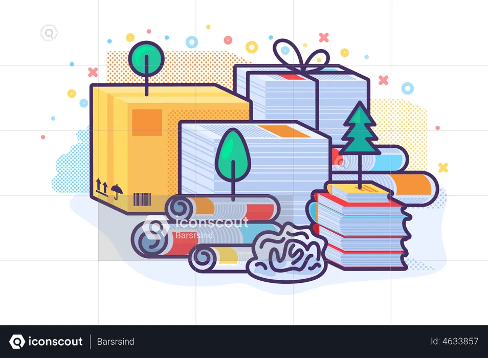 Reutilização de resíduos de papel  Ilustração