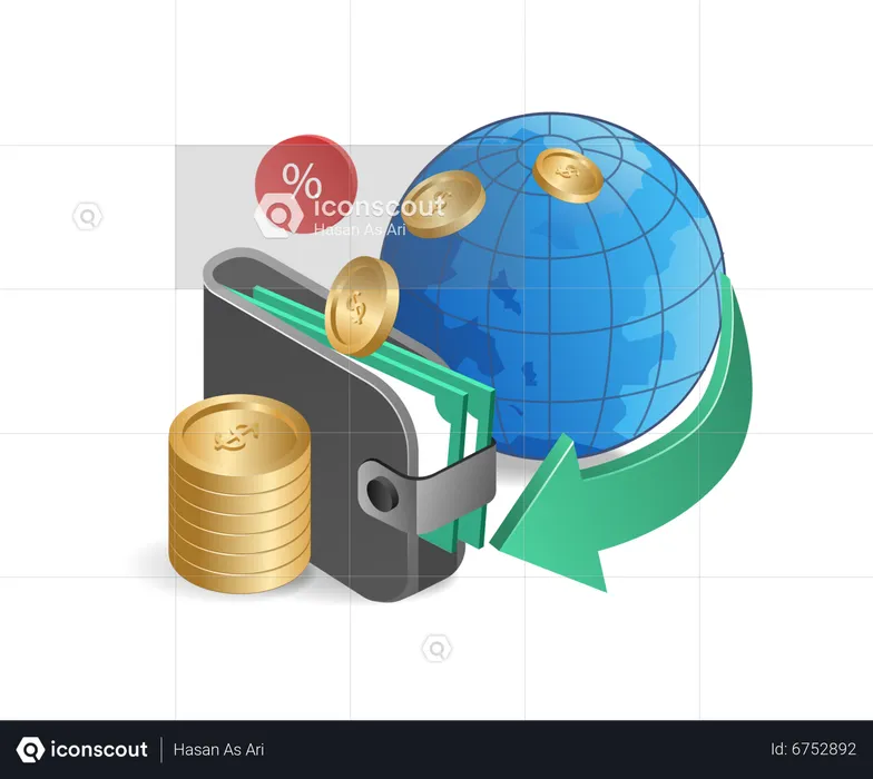 Revenu argent et revenu entreprise d'investissement mondiale  Illustration