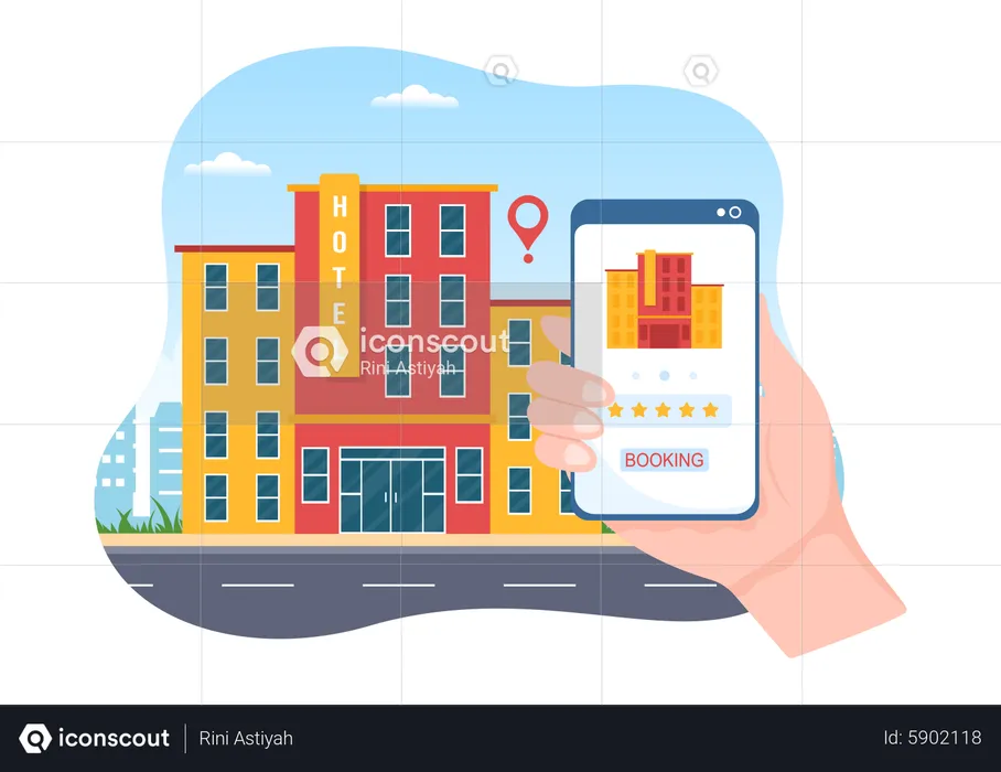 Review hotel on app  Illustration
