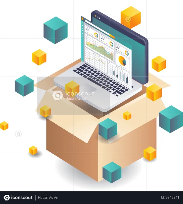 コンピュータ技術データ分析による革新的な洞察  イラスト