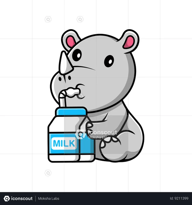Rhino Drink Milk  Illustration
