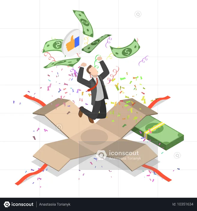 Rich businessman celebrating success  Illustration