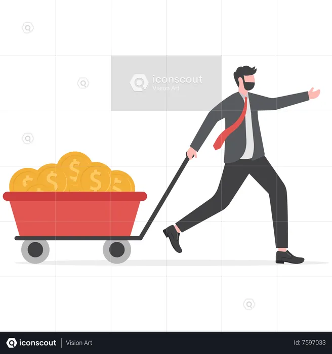 Rich man making money from business  Illustration