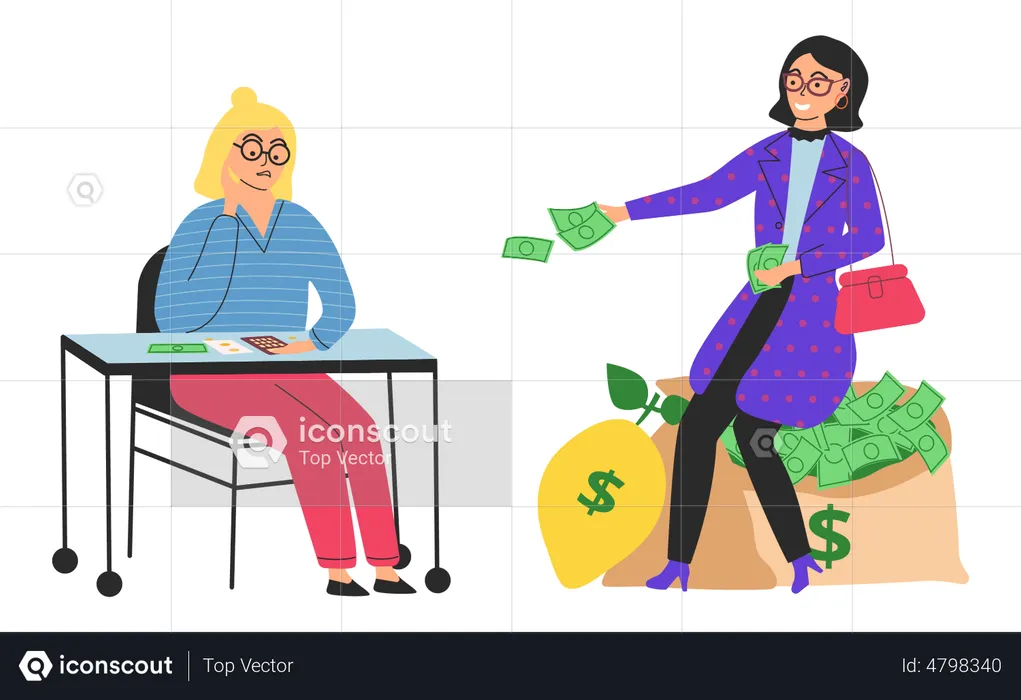 Rich woman and poor woman  Illustration