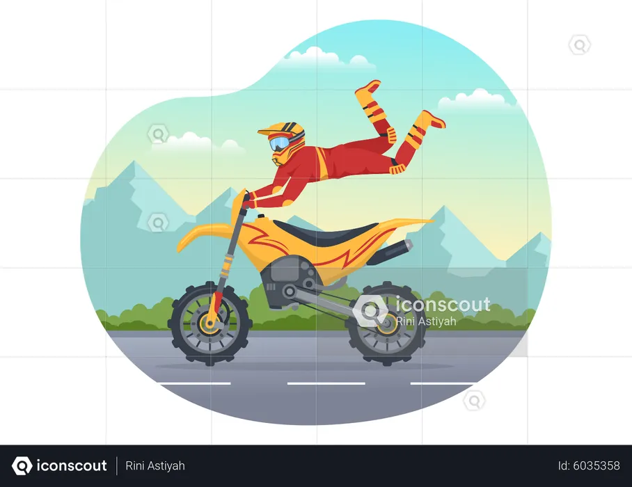 Rider Riding a Bike Through Mud  Illustration