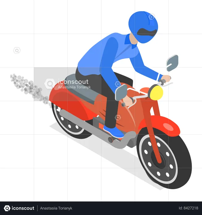 Rider riding bike wearing helmet  Illustration