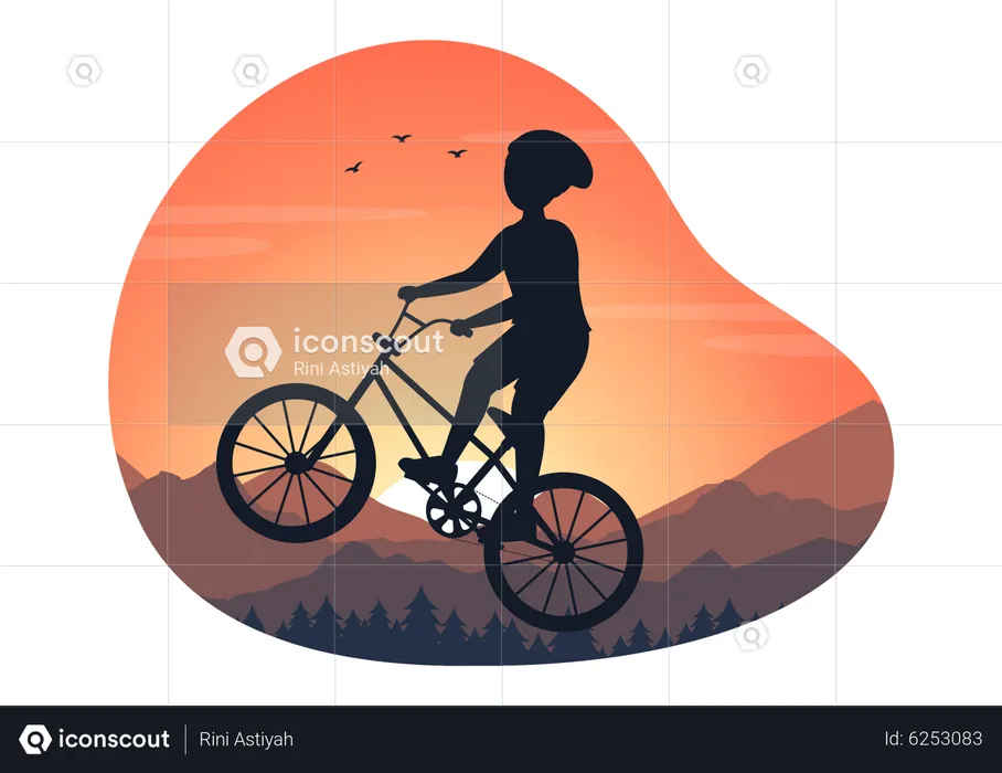 Riding BMX bicycle  Illustration